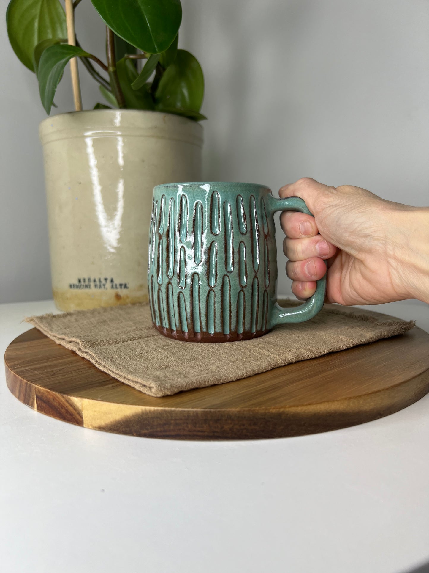 Set of 2 Hand Carved Mugs