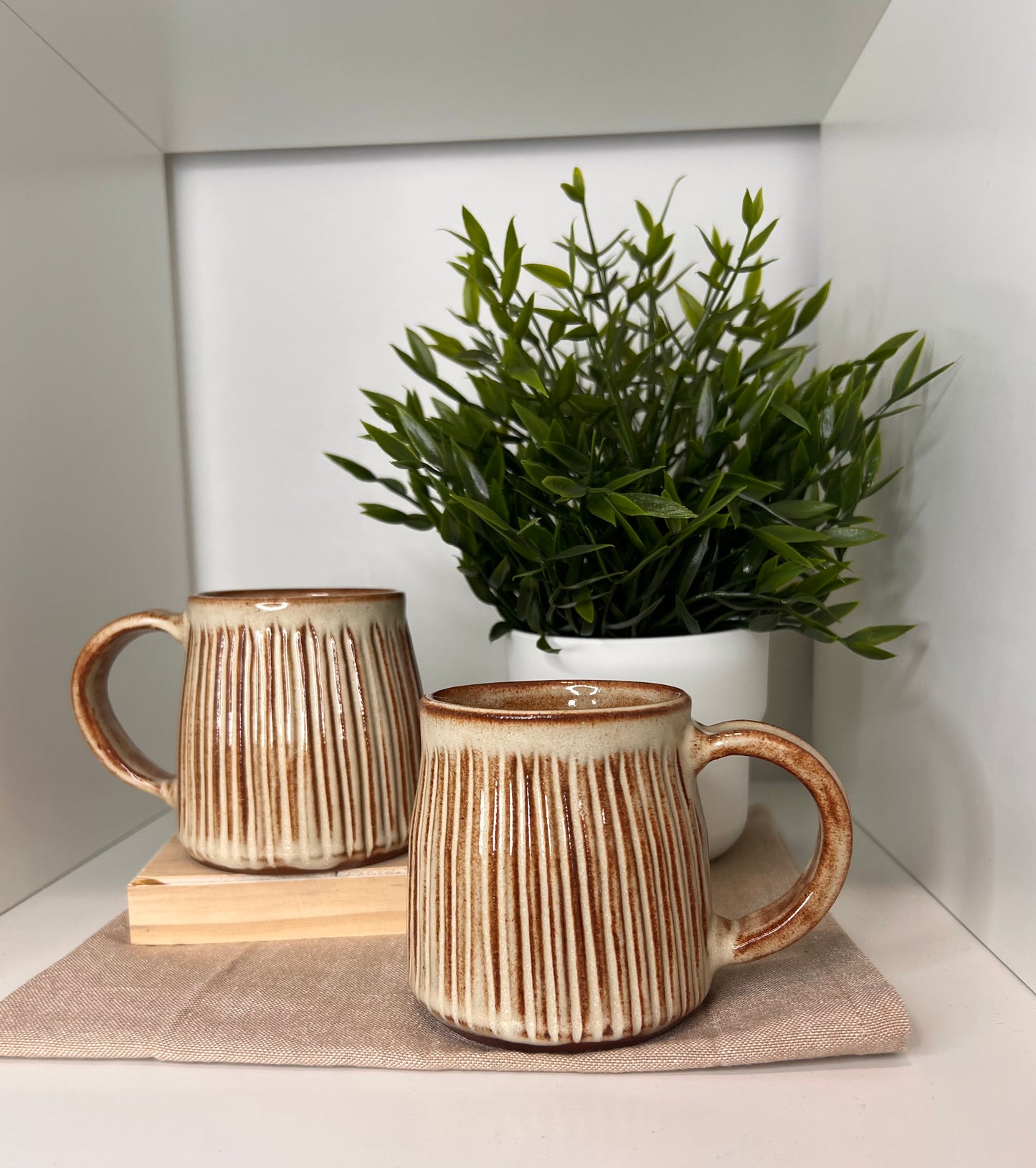 Set of 2 Hand Carved Mugs