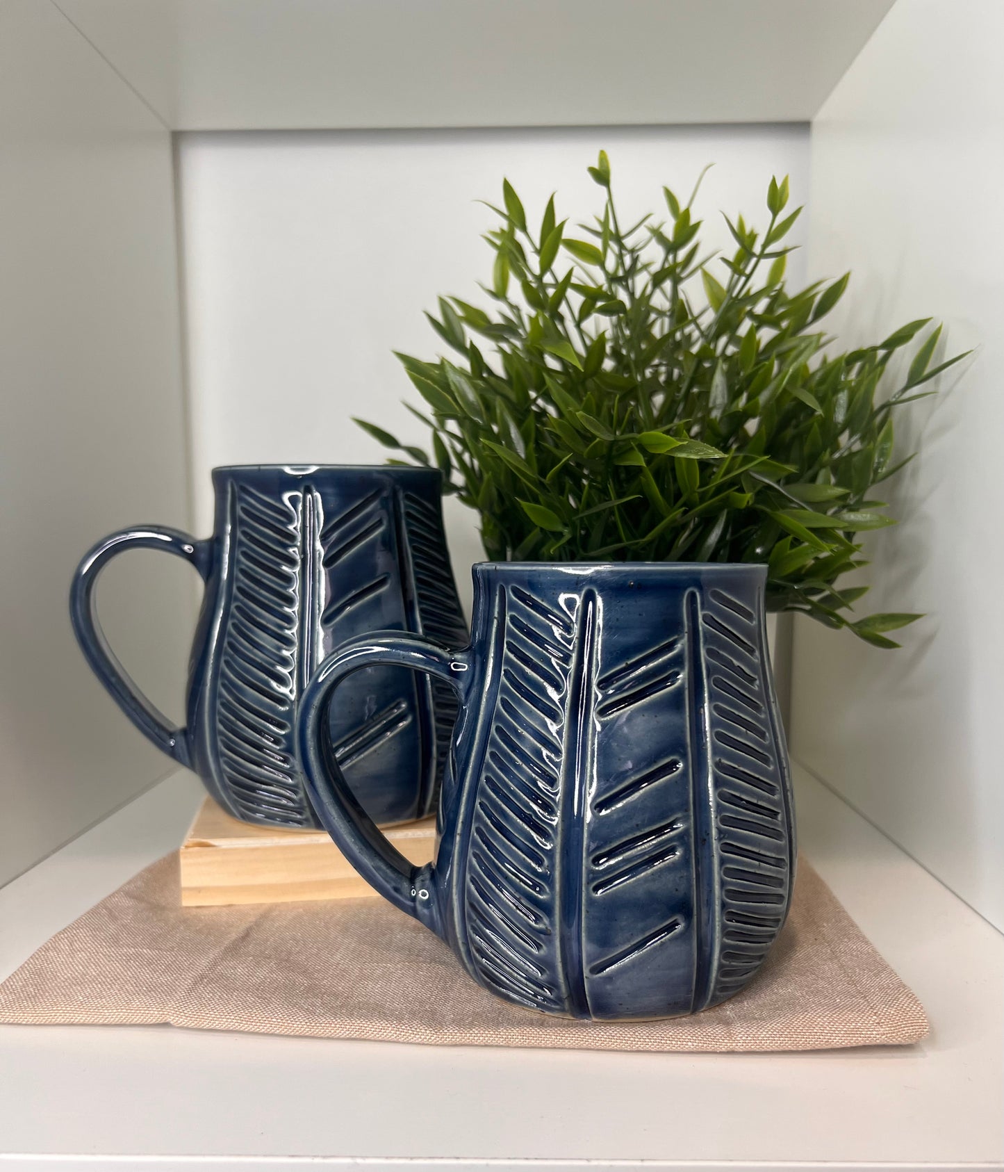 Set of 2 Hand Carved Mugs